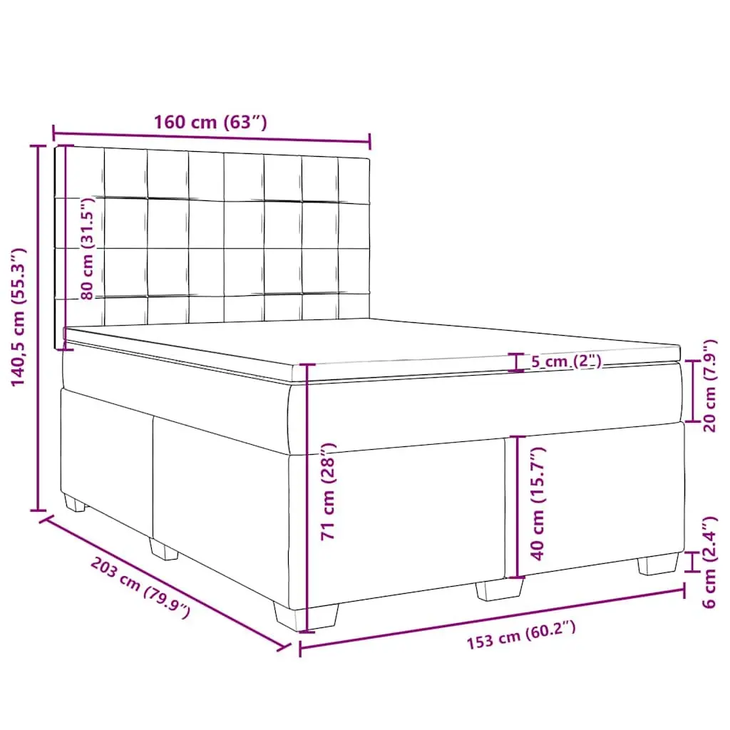 Queen Box Spring Bed with Pocket Sprung Mattress