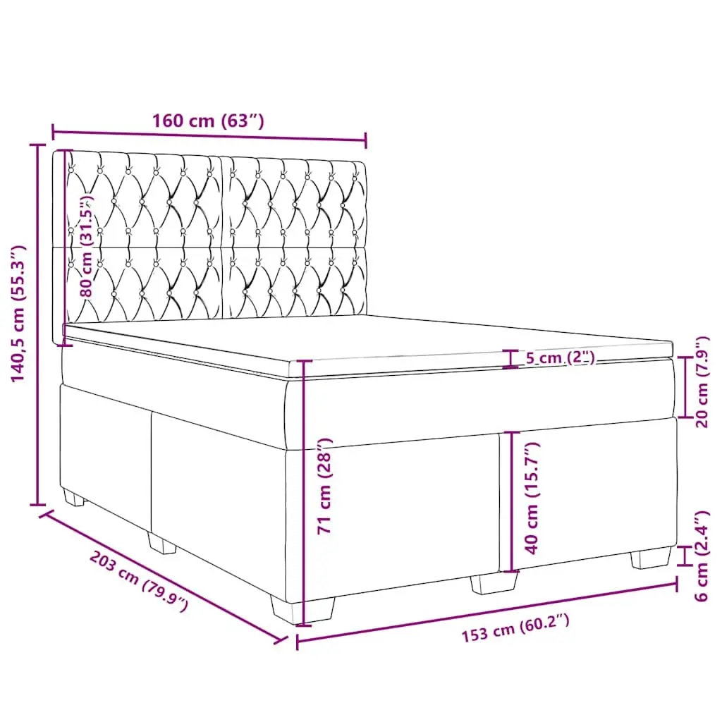 Queen Box Spring Bed with Velvet Pocket Spring Mattress