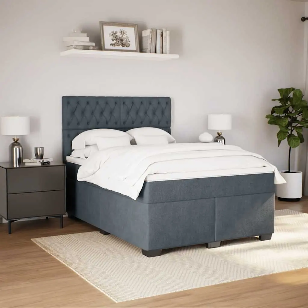 Queen Box Spring Bed with Velvet Pocket Spring Mattress