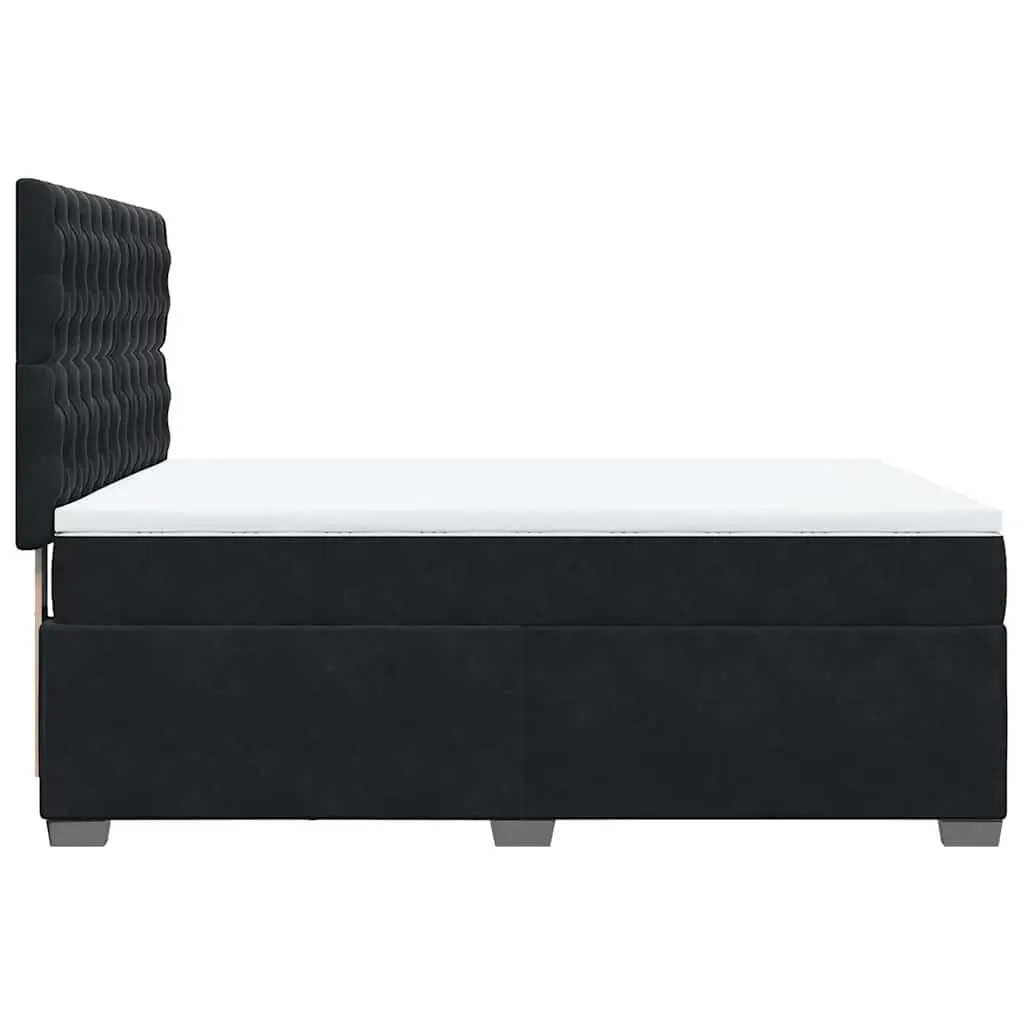 Box Spring Bed Velvet Queen Black with Pocket Mattress Adjustable Headboard