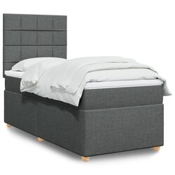 Durable Box Spring Bed with Pocket Spring Mattress in Grey