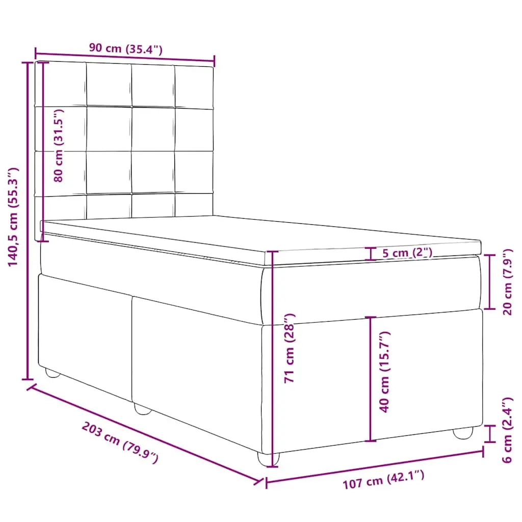 King Single Box Spring Bed with Adjustable Headboard