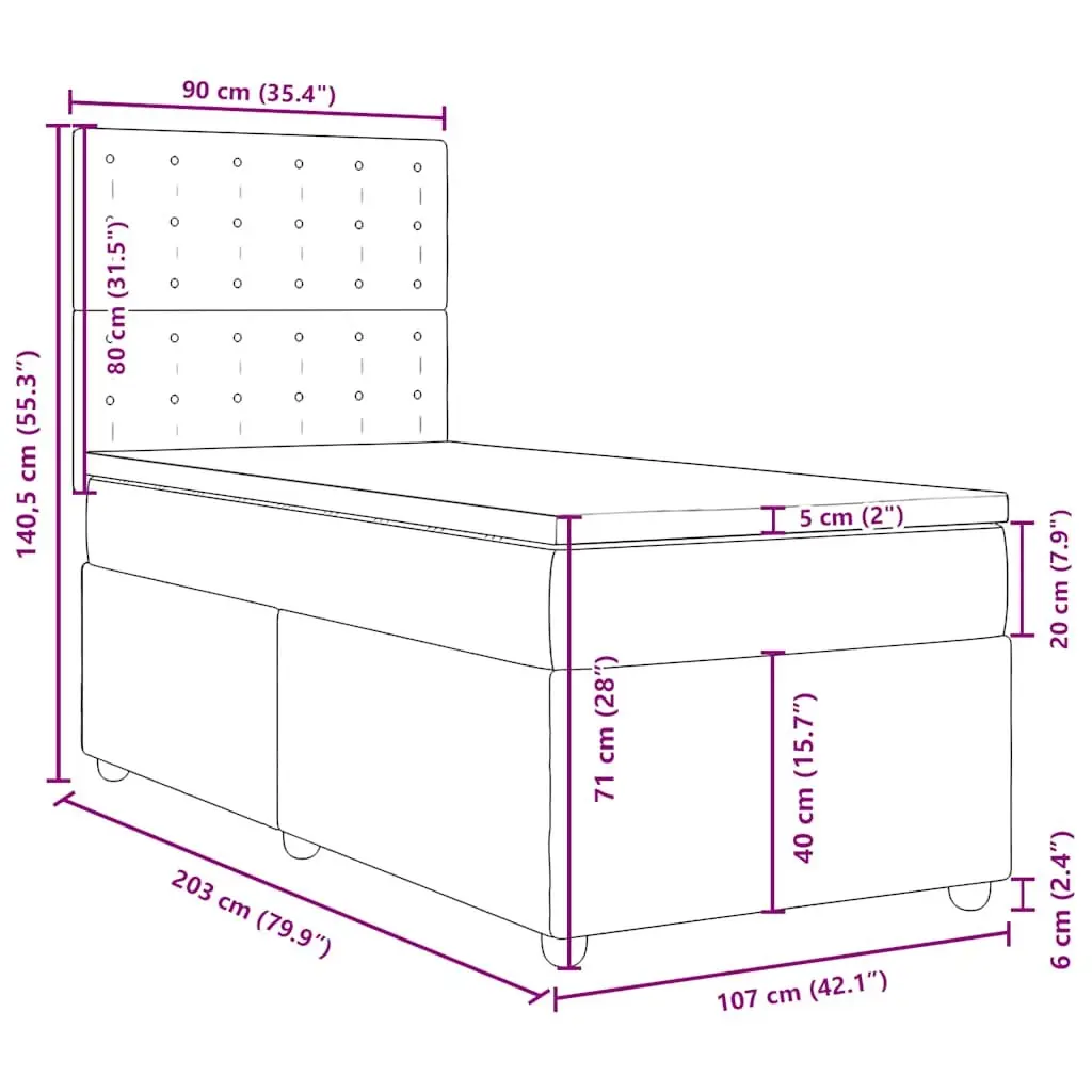 King Single Box Spring Bed with Pocket Mattress Height-Adjustable Headboard