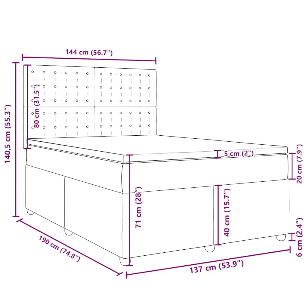 Double Box Spring Bed with Adjustable Headboard
