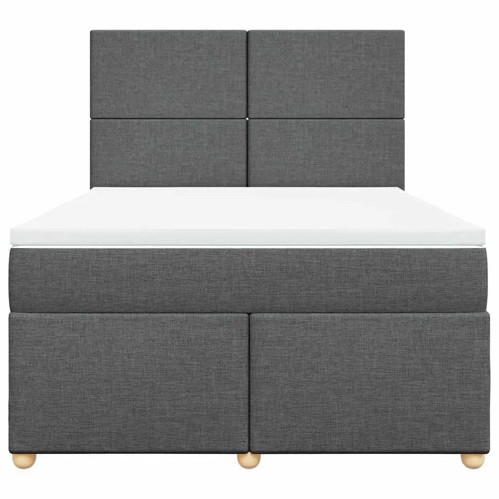 Queen Box Spring Bed with Adjustable Pocket Mattress Grey