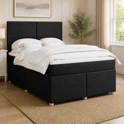 Black Queen Box Spring Bed with Adjustable Pocket Mattress