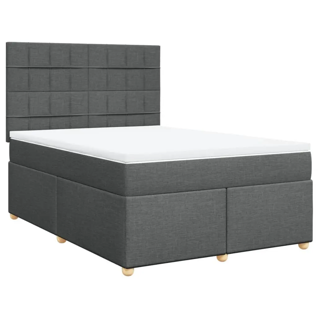 Queen Box Spring Bed with Adjustable Headboard and Pocket Mattress