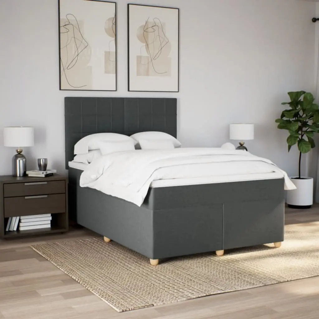 Queen Box Spring Bed with Adjustable Headboard and Pocket Mattress