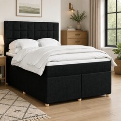 Premium Queen Box Spring Bed with Pocket Mattress in Black