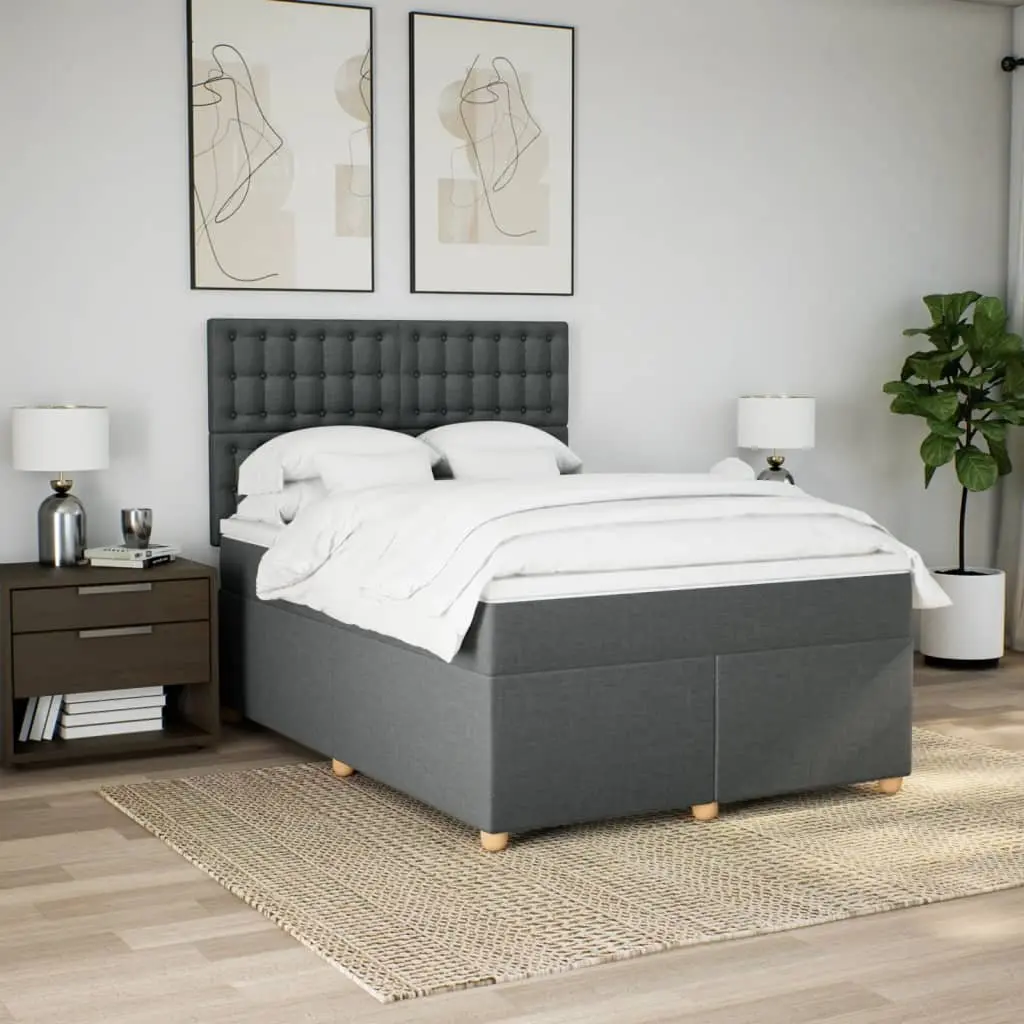 Queen Box Spring Bed with Adjustable Headboard