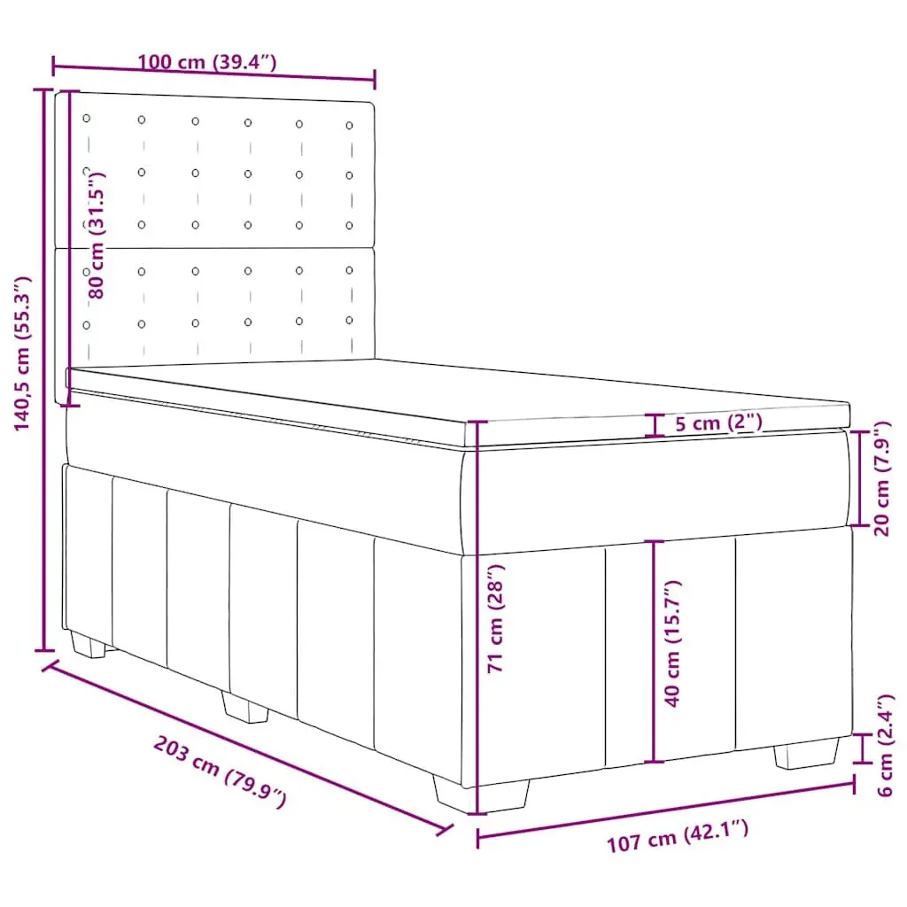 King Single Box Spring Bed with Adjustable Headboard