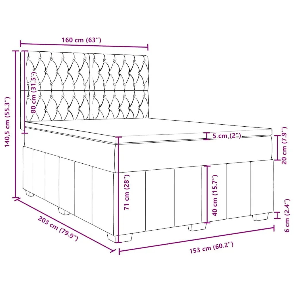 Dark Grey Queen Box Spring Bed with Pocket Sprung Mattress