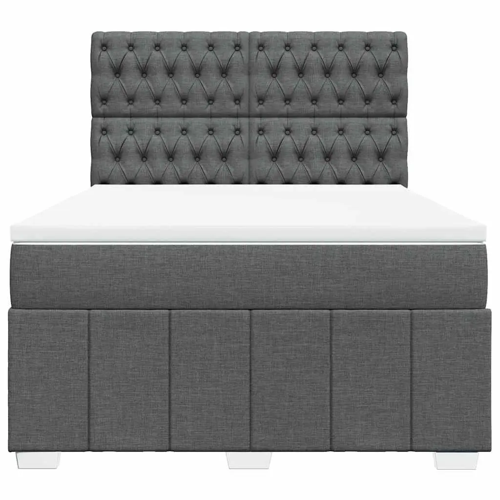 Dark Grey Queen Box Spring Bed with Pocket Sprung Mattress