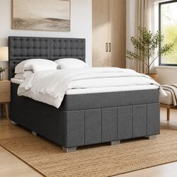 Box Spring Bed with Adjustable Pocket Sprung Mattress in Grey