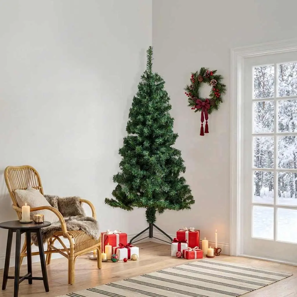 Corner Artificial Christmas Tree Green 180cm PVC Holiday Seasonal Decoration