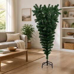 Upside-Down Artificial Christmas Tree 120cm Green with Stand Decorative Holiday