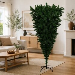 Upside-Down Green Christmas Tree with Steel Stand 180cm