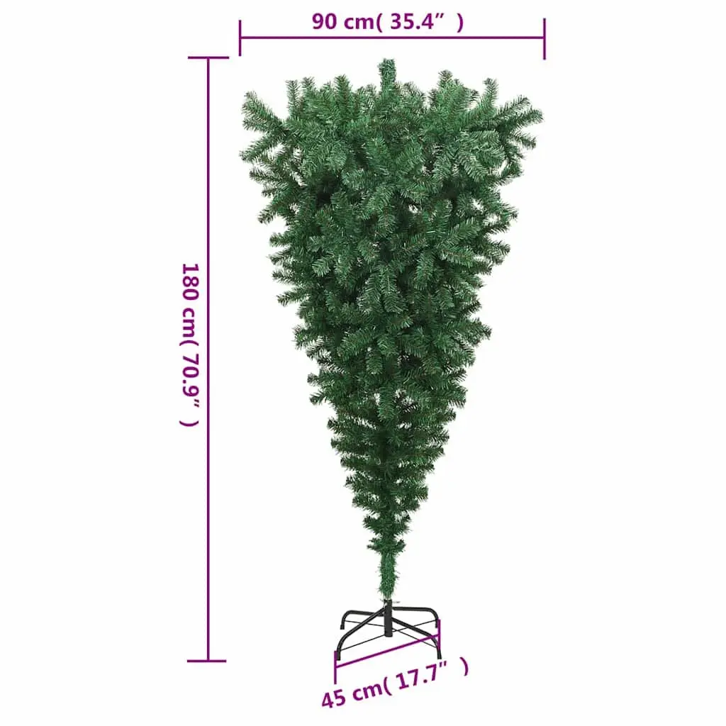 Upside-Down Green Christmas Tree with Steel Stand 180cm