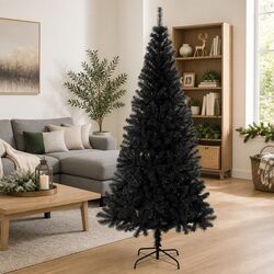 240cm Black PVC Artificial Christmas Tree for Indoor Outdoor Use