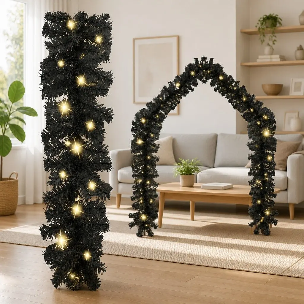 Christmas Garland LED Lights PVC 20M Black