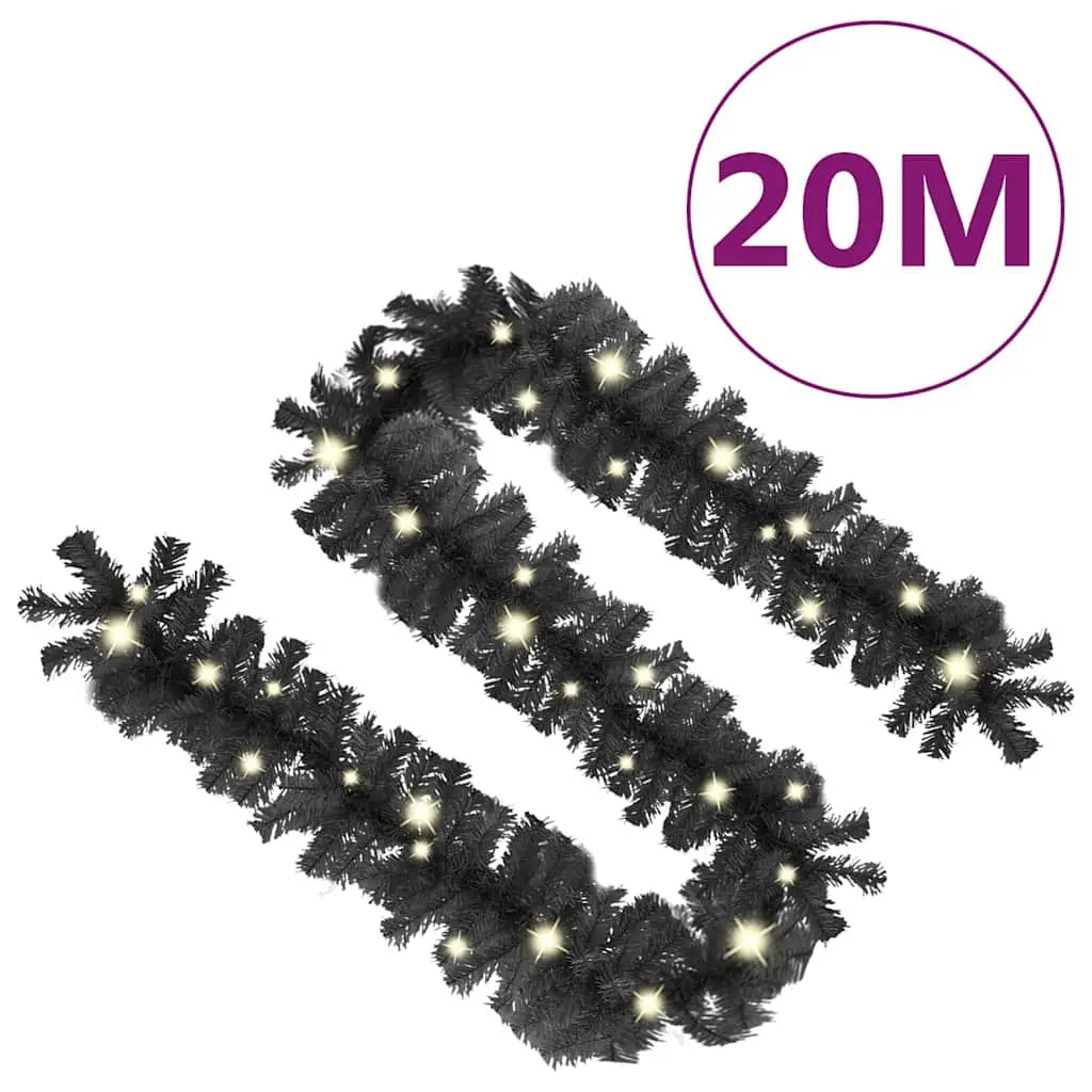 Christmas Garland LED Lights PVC 20M Black