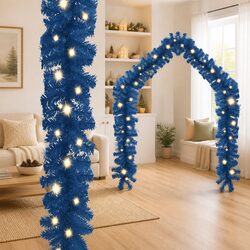 High-Quality Blue Christmas Garland with LED Lights 5m