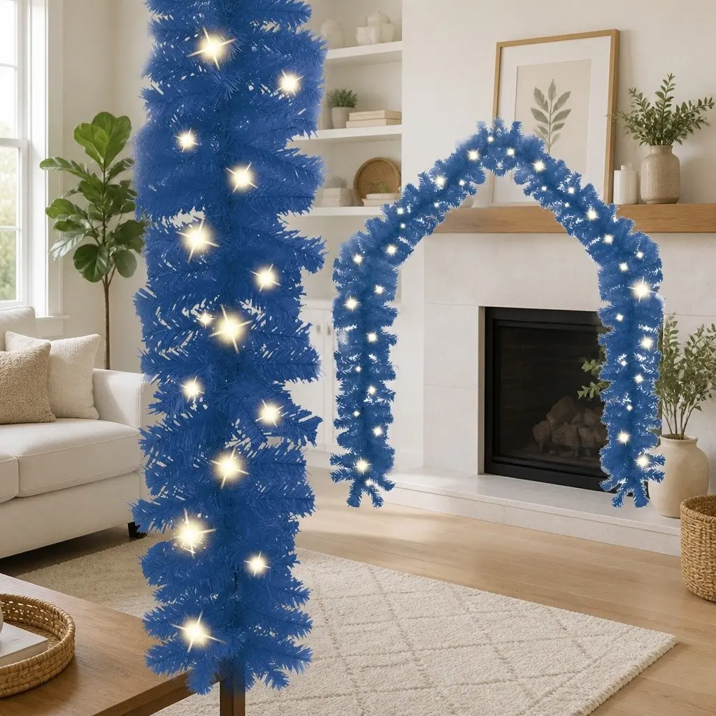 Blue Christmas Garland with 20m LED Lights
