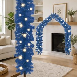 Premium Blue Christmas Garland with 20m LED Lights
