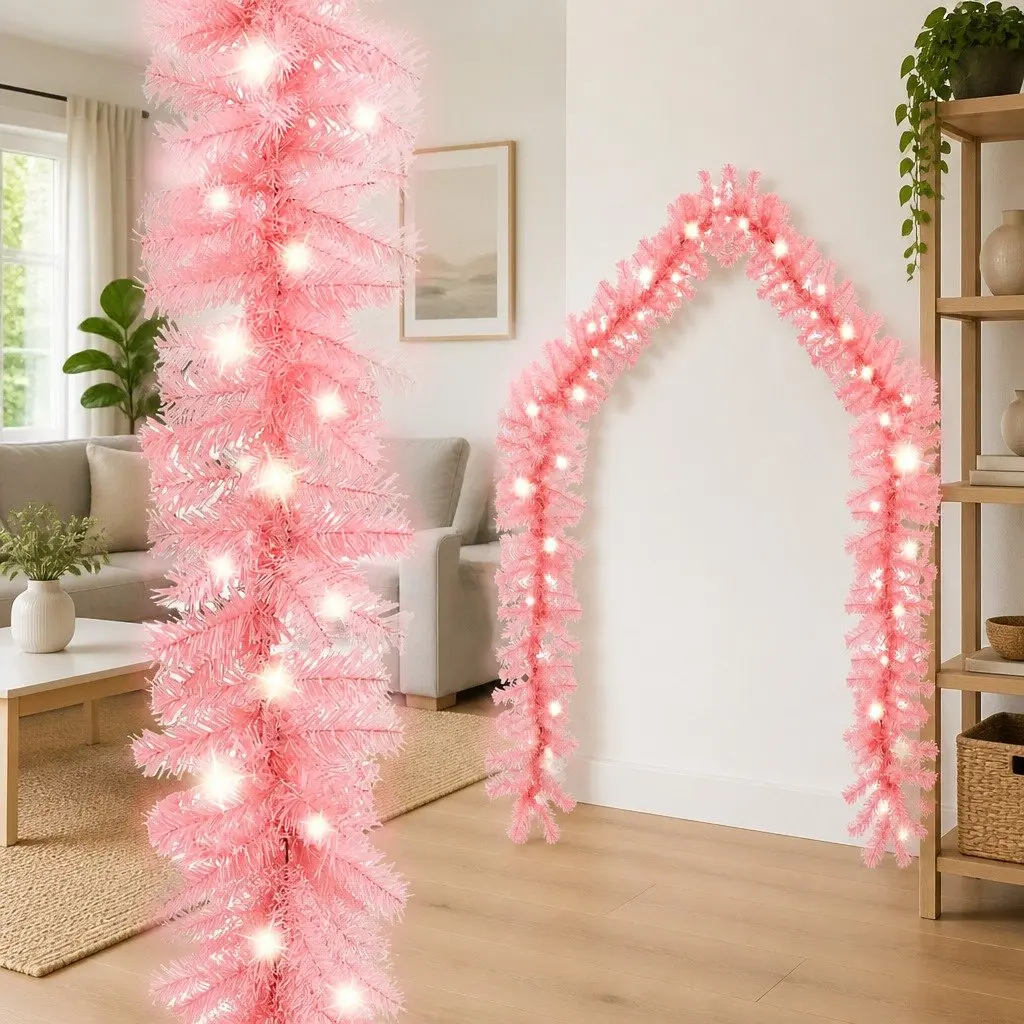 Christmas Garland LED Lights 10m Pink