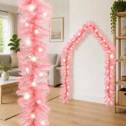 Pink LED Christmas Garland for Festive Decor 10m