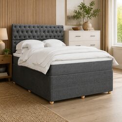 Stylish Double Box Spring Bed with Adjustable Headboard