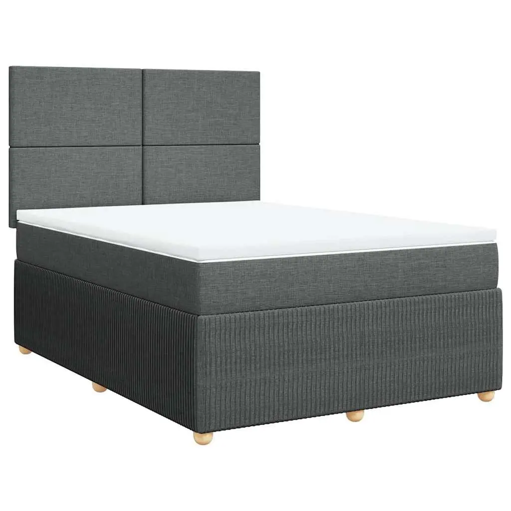 Queen Bed Pocket Spring Mattress Grey Fabric Adjustable