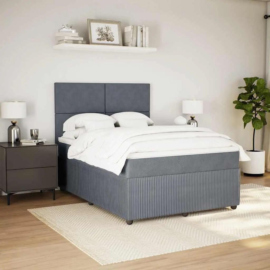 Queen Bed Pocket Spring Mattress Grey Fabric Adjustable