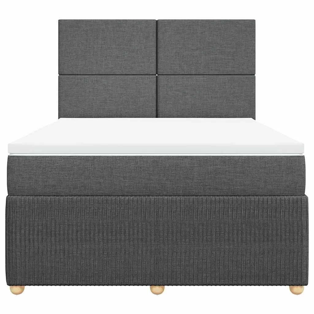 Queen Bed Pocket Spring Mattress Grey Fabric Adjustable