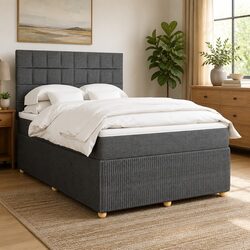 Durable Queen Box Spring Bed with Pocket Mattress and Adjustable Headboard