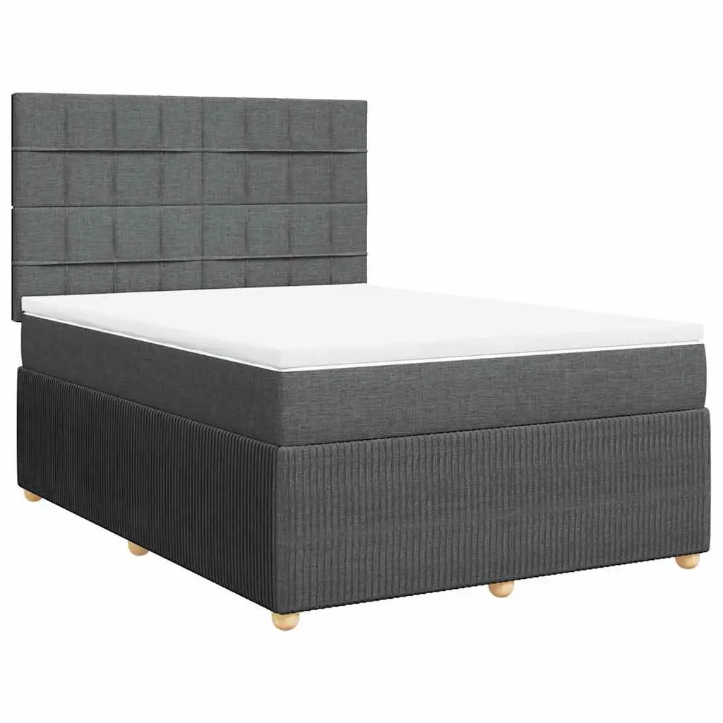 Queen Box Spring Bed with Pocket Mattress and Adjustable Headboard