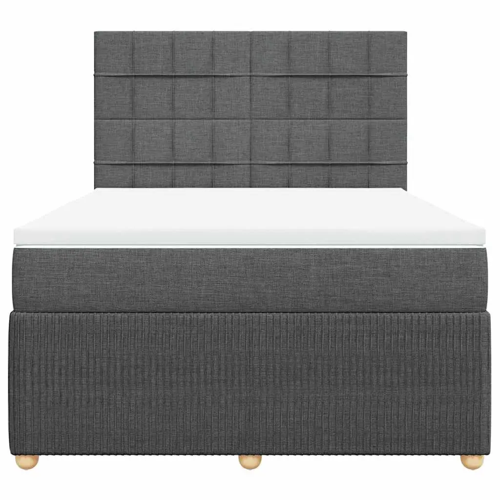 Queen Box Spring Bed with Pocket Mattress and Adjustable Headboard