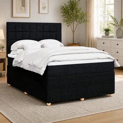 Queen Box Spring Bed with Adjustable Pocket Mattress Headboard
