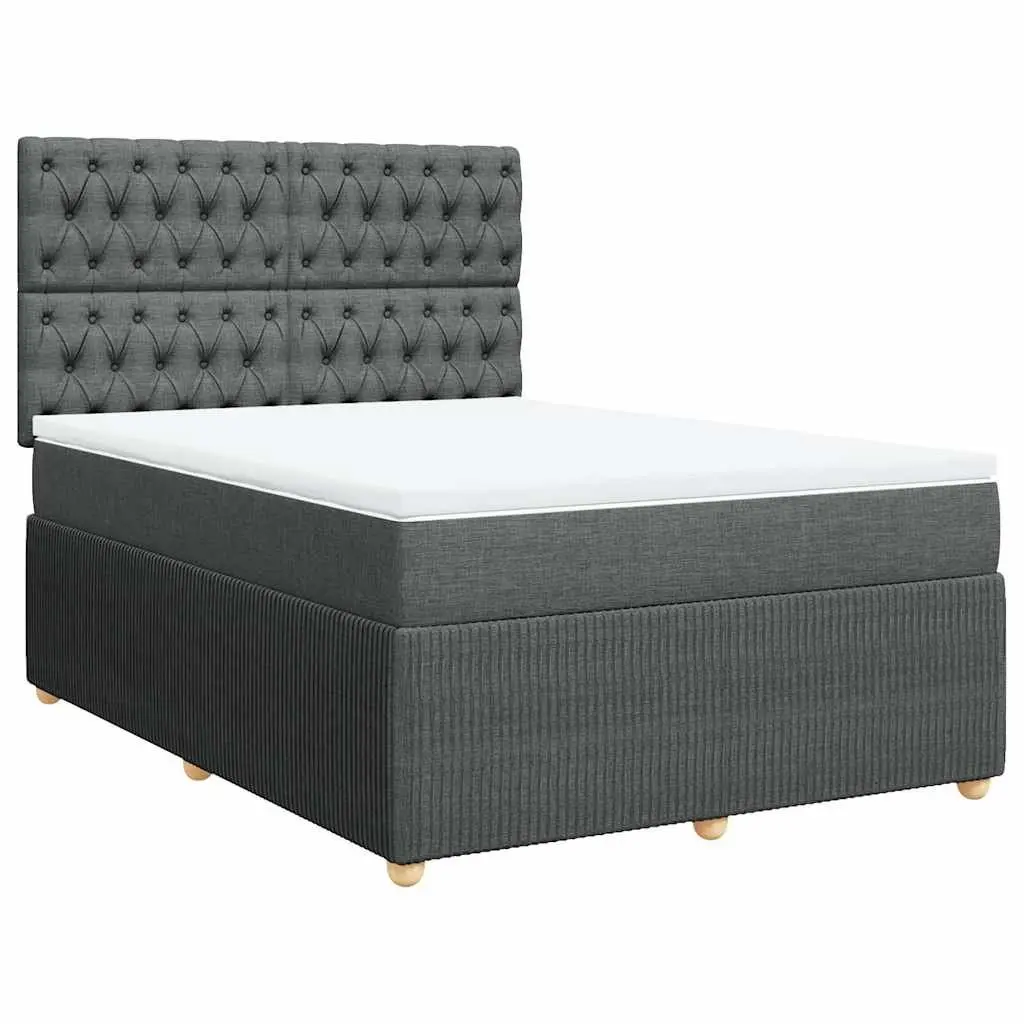 Queen Box Spring Bed with Pocket Mattress & Adjustable Headboard