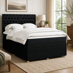 Queen Box Spring Bed with Pocket Spring Mattress Height-Adjustable Headboard