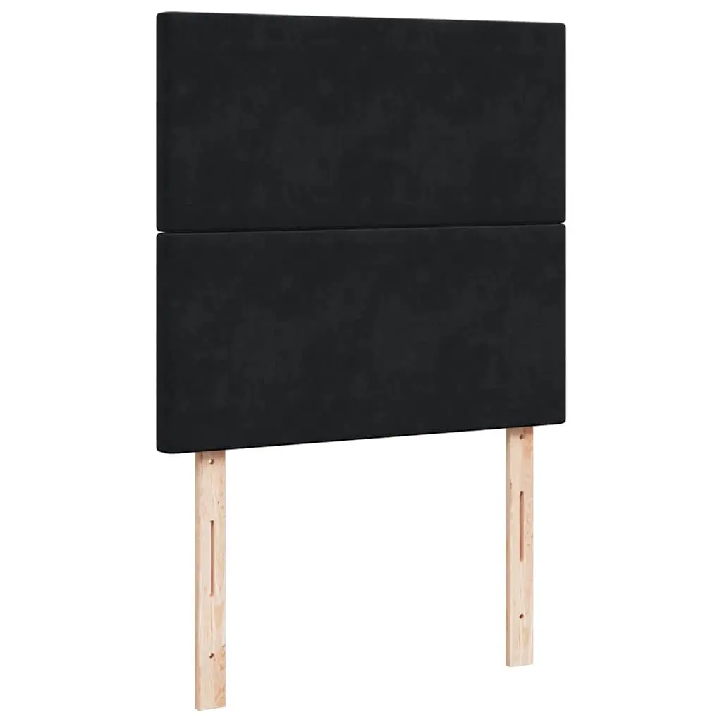 Box Spring Bed Velvet King Single with Pocket Spring Mattress Height Adjustable Headboard Black