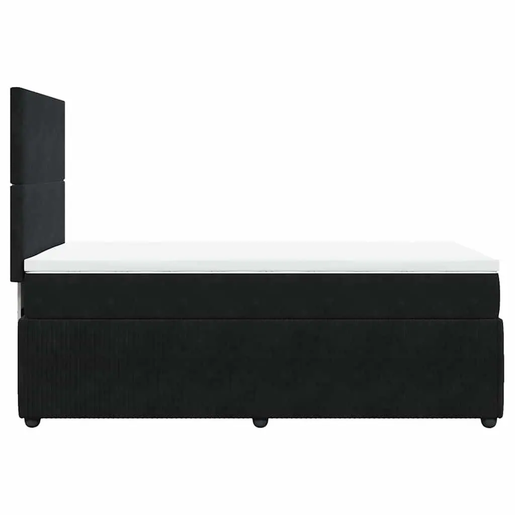 Box Spring Bed Velvet King Single with Pocket Spring Mattress Height Adjustable Headboard Black