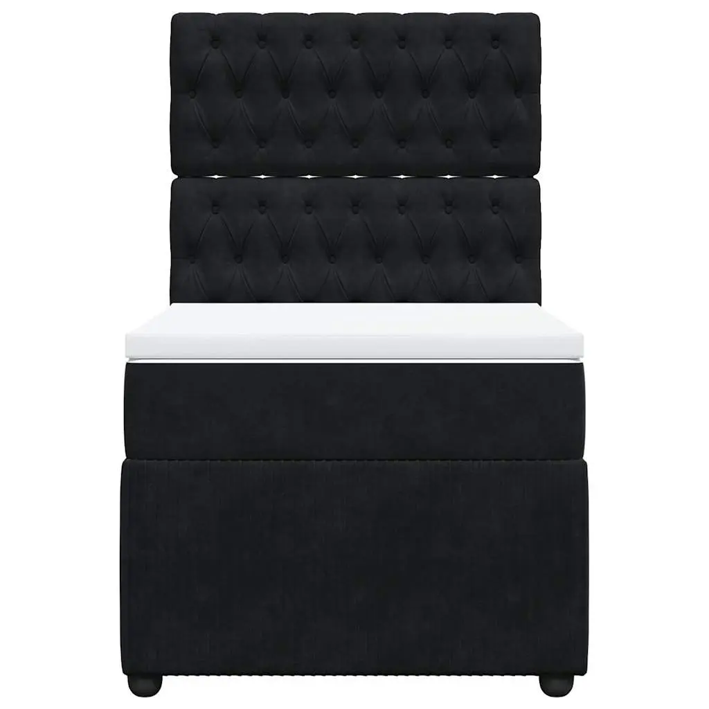 Black Velvet Box Spring Bed with Pocket Spring Mattress