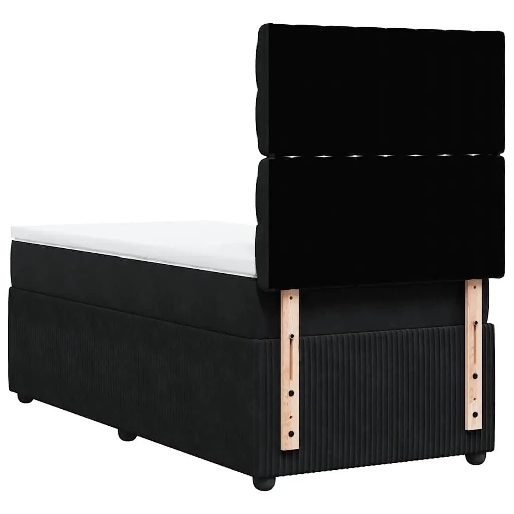 Black Velvet Box Spring Bed with Pocket Spring Mattress