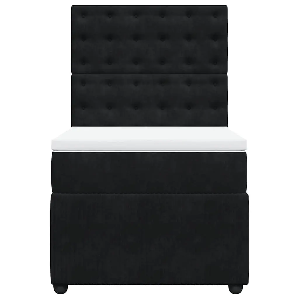 King Single Box Spring Bed with Velvet Upholstered Headboard