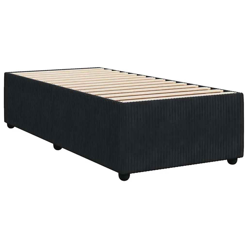 King Single Box Spring Bed with Velvet Upholstered Headboard