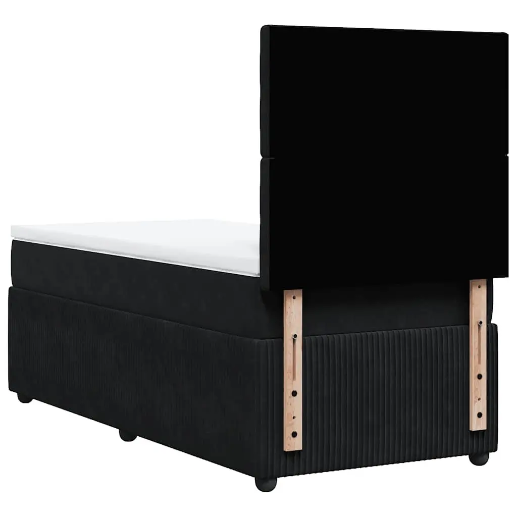 King Single Box Spring Bed with Velvet Upholstered Headboard