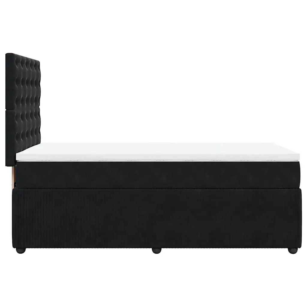 King Single Box Spring Bed with Velvet Upholstered Headboard