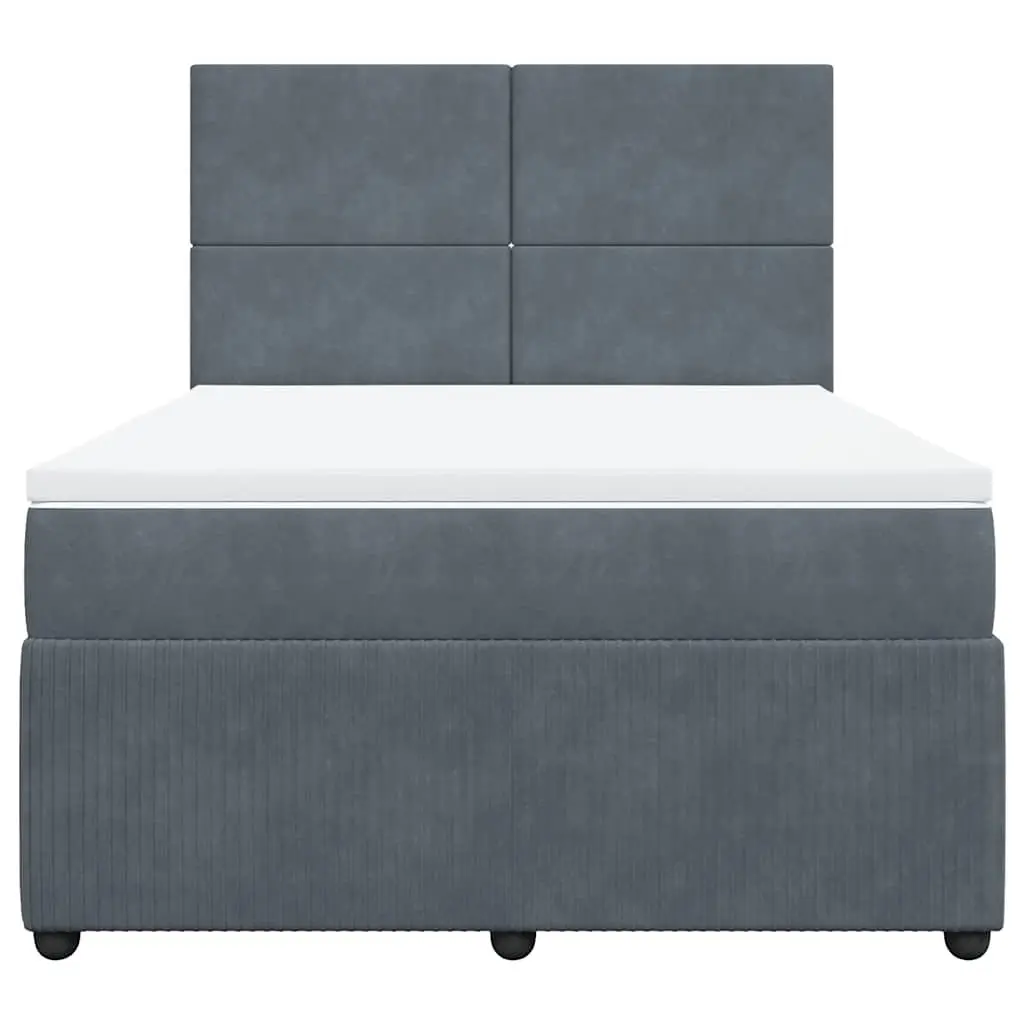 Grey Box Spring Bed with Pocket Spring Mattress