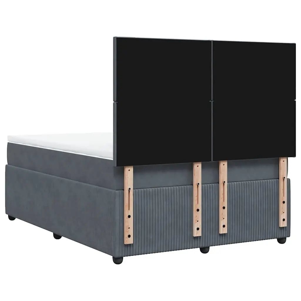 Queen Box Spring Bed with Adjustable Velvet Headboard